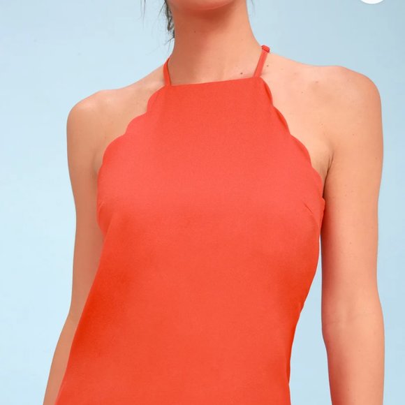 Lulu's Endlessly Endearing Coral Red Dress Large - Picture 4 of 6